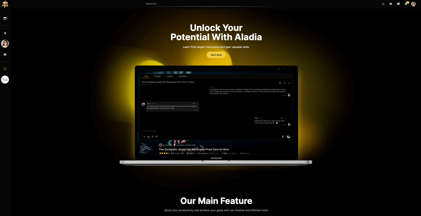 Plataforma de ensino online Aladia